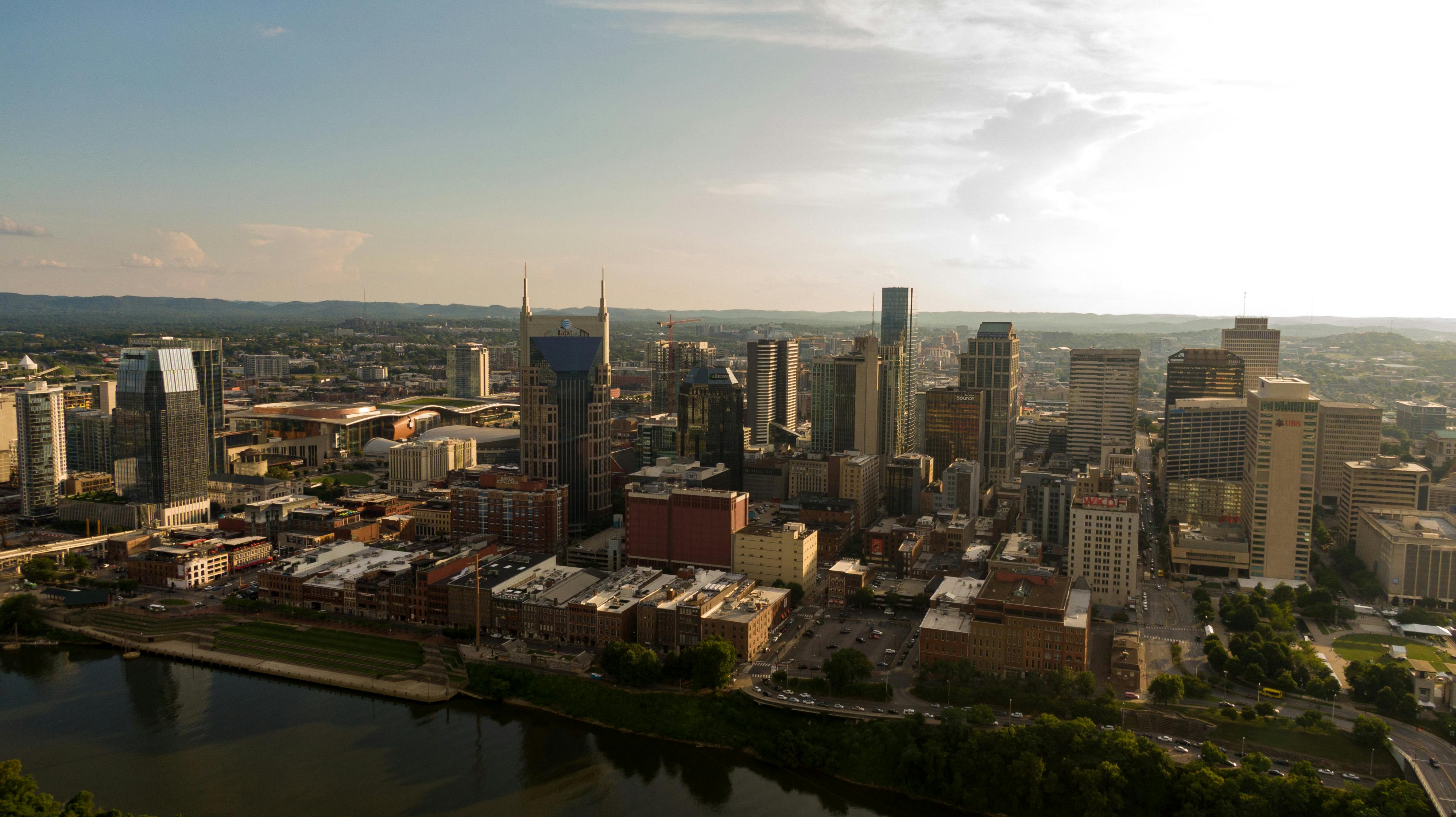 Nashville skyline at sunset