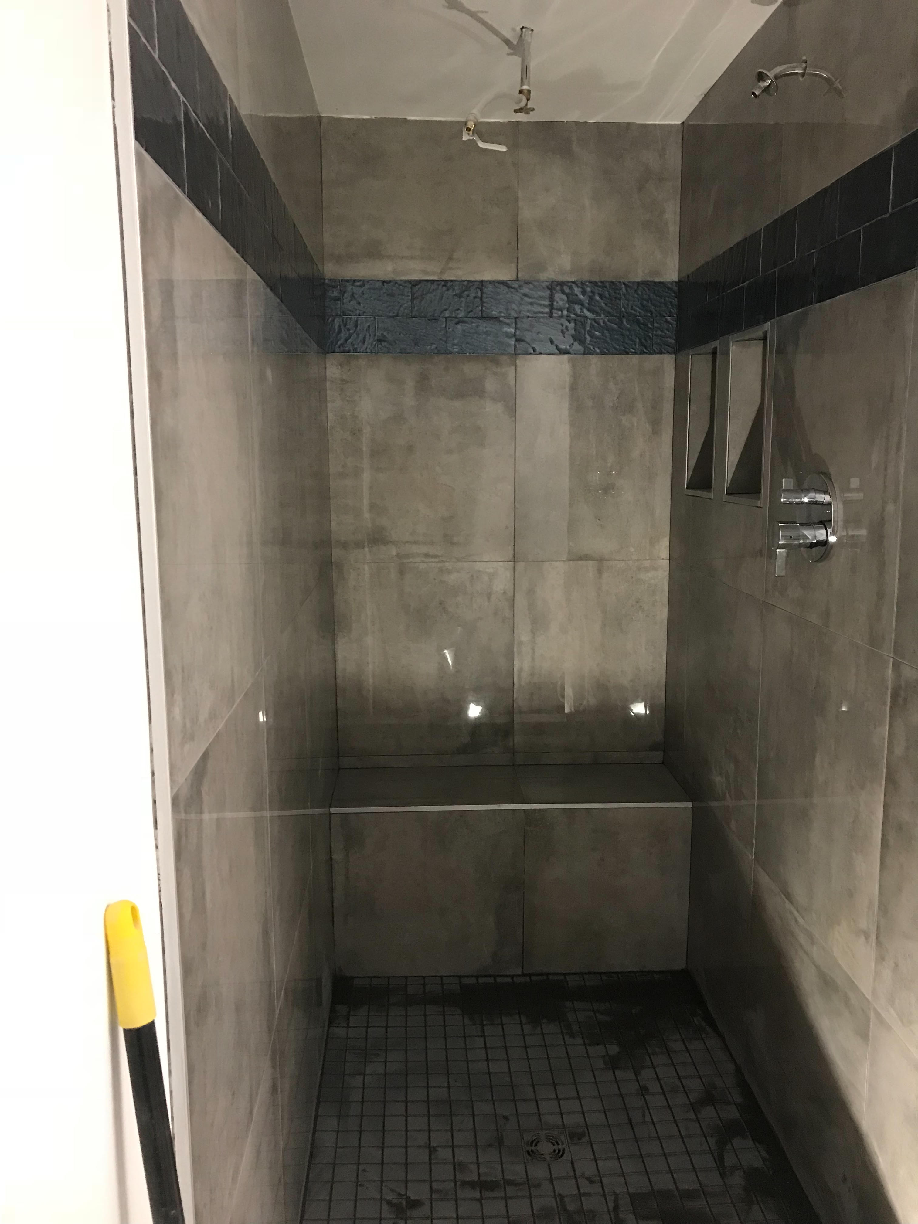 Contemporary Walk-In Shower with Built-In Bench